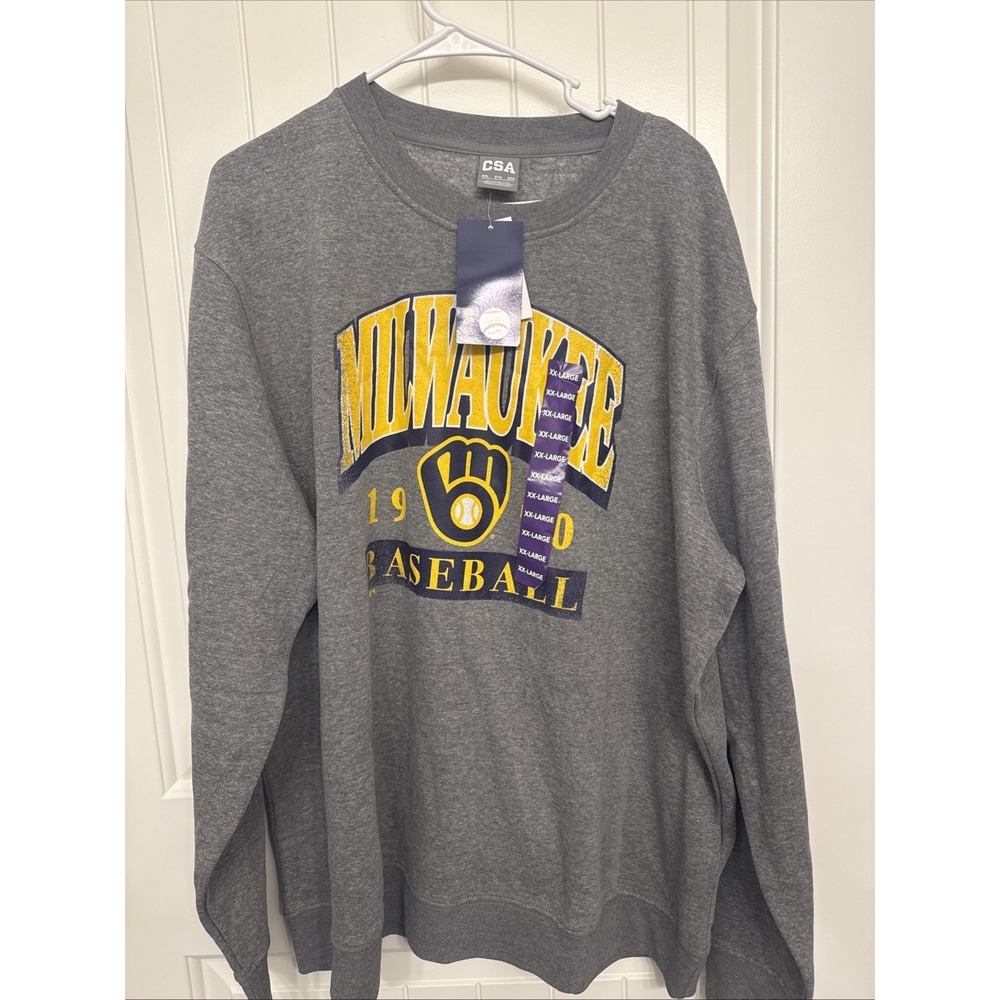MLB Men's Milwaukee Brewers fleece crew Sweatshirt XXL NWT